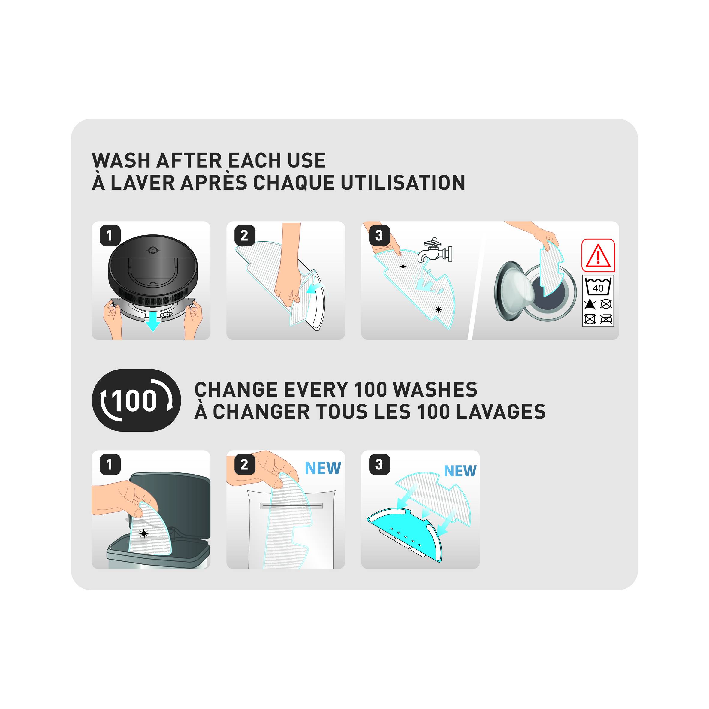 Kit de 3 toalhetes aspirador robot ZR130001