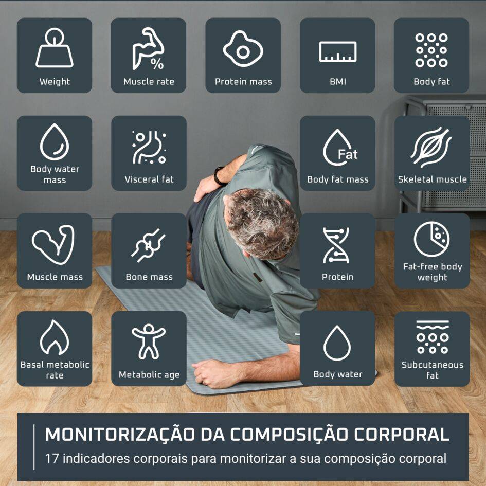 Goodvibes Sport 2.0, Balança Inteligente, Aplicação Intuitiva, 17 Indicadores Corporais